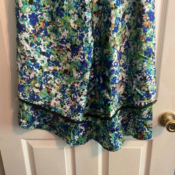 Ann Taylor Floral BLue Green High Low Sleeveless Tiered MIDI Dress Women’s Sz 10 - Picture 6 of 11